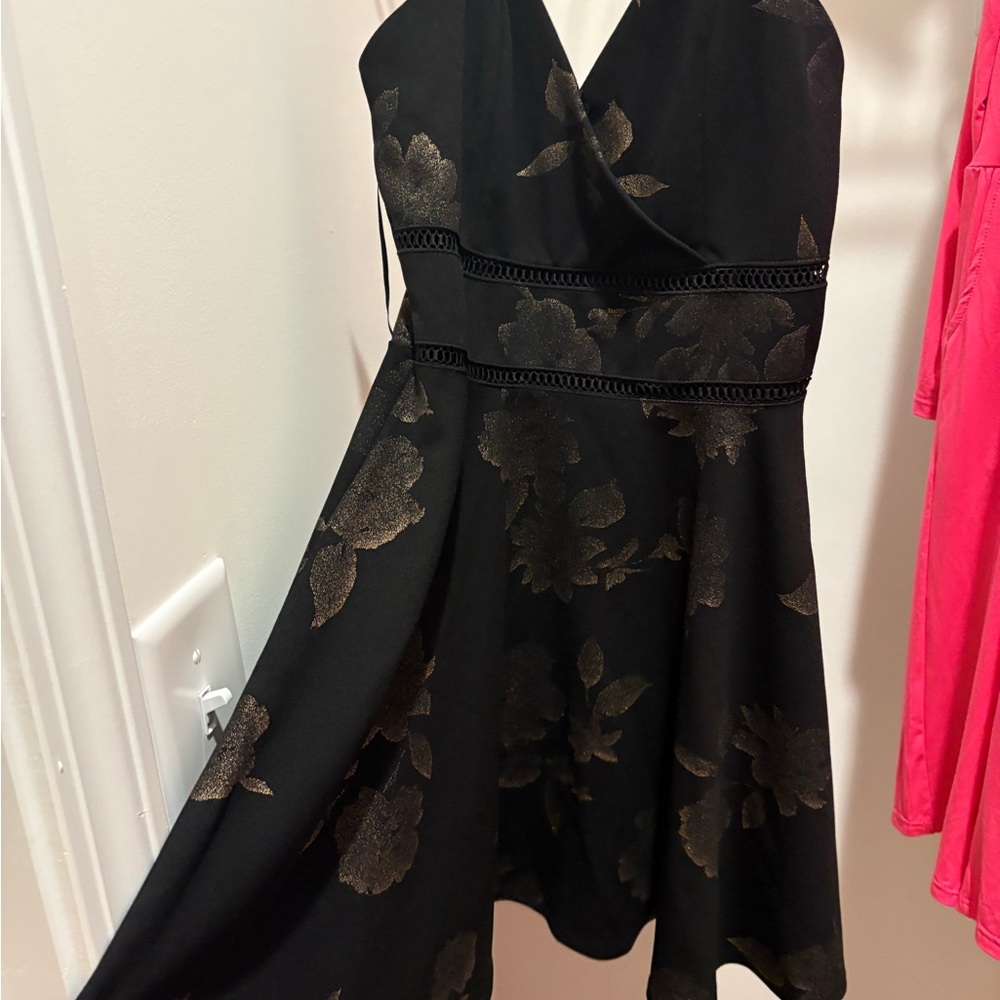 Zara Black and Silver Fit and Flare Cocktail Dress